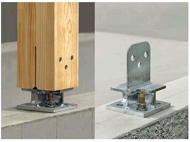 【構造】■在来工法は土台と基礎を繋ぐ強度が課題で、耐力壁の力を活かしきれない可能性が。一方、DJ構法は、基礎そのものを強化！土台が不用で、基礎と骨組み(柱)を直接強固に固定する構造を実現しました。