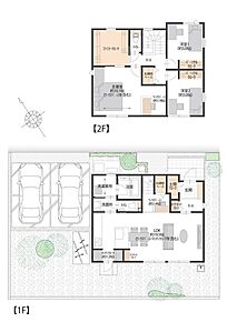 ■17号地間取図
1階にリビングと水回り、2階に洋室3部屋のある3LDK。2階約10.1帖（ワークスペース含む）の主寝室にはワークスペースがあり、家事、お仕事など様々な用途でお使いいただけます。 