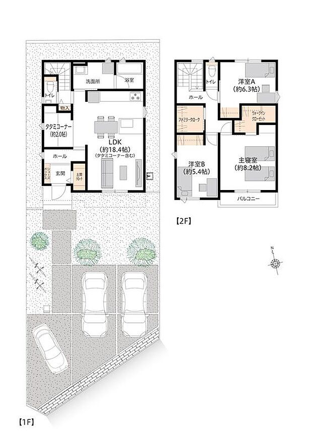【3LDK】■G号地
リビング内には、畳コーナーがございます。半個室のような「こもり感」を味わえる空間です。家族が各々別のことをしていながら、程よい距離感で繋がれるスペースに仕上げました。