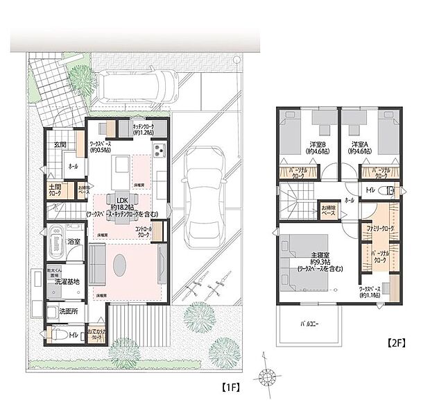 【3LDK】フロアごとにお掃除道具の収納場所を確保。リビングのお掃除はもちろん、子ども部屋の掃除は子どもたち自身ができるように。家事を効率的にこなして時間の余裕が生まれる間取りです。
