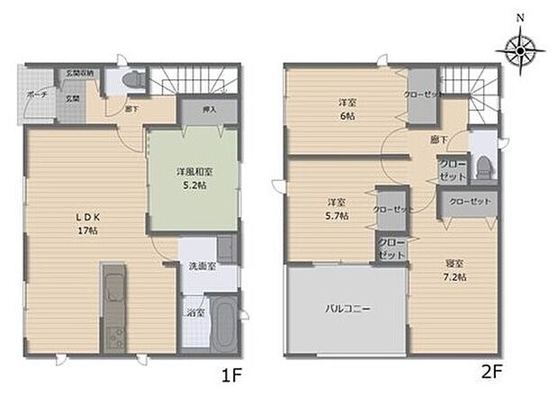 (1号棟)、価格2690万円、4LDK、土地面積128.12m2、建物面積106.1m2