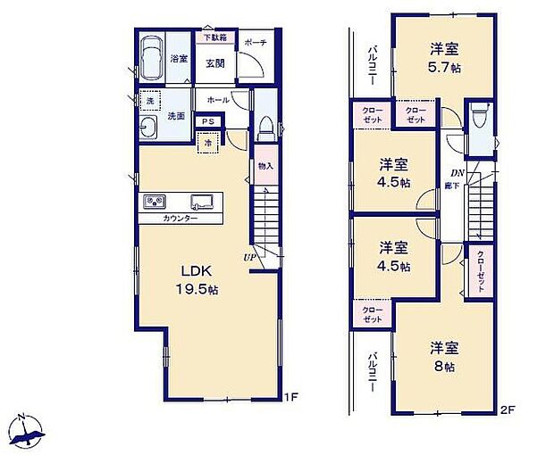 (1号棟)、価格2880万円、4LDK、土地面積202.03m2、建物面積97.61m2