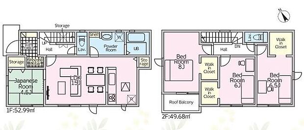(１号棟)、価格2890万円、4LDK、土地面積181.32m2、建物面積102.67m2