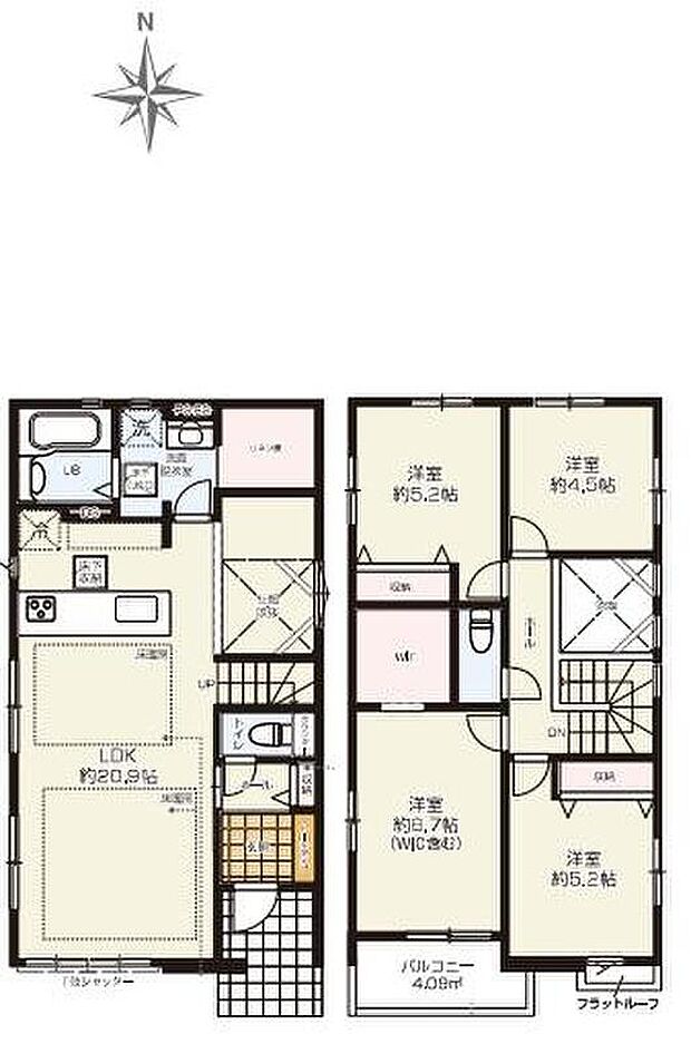 (1号棟)、価格5199万円、4LDK、土地面積112.04m2、建物面積102.55m2