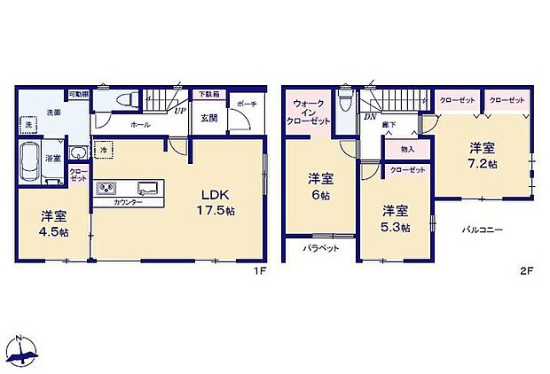 (1号棟)、価格3299万円、4LDK、土地面積153.15m2、建物面積100.44m2