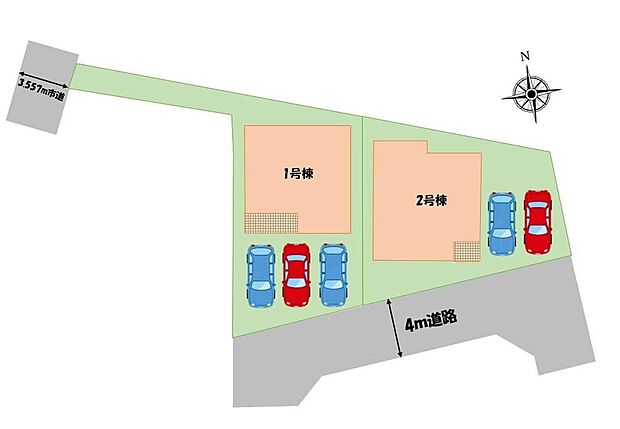 １号棟　３，２８０万円２号棟　３，１８０万円