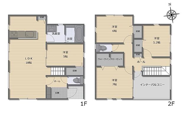(２号棟)、価格3180万円、4LDK、土地面積135.45m2、建物面積110.14m2