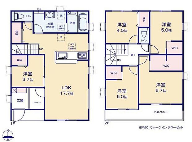 (1号棟)、価格3680万円、5LDK、土地面積133.89m2、建物面積105.99m2