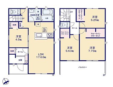 南向き対面式キッチン仕様の約１７．６３帖リビング♪
リビングに隣接した洋室はお子様のお昼寝場所にも◎♪
大きな荷物も収納可能なウォークインクローゼット付き♪
日当たり良好良好な南側バルコニー♪ 