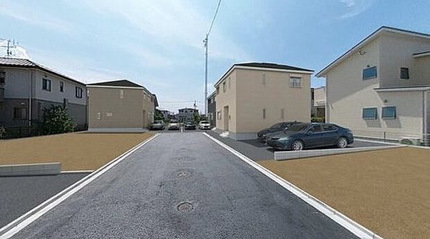 【完成予想図(外観)】(7号棟)完成予想図
完成に向けて現在建築工事中です☆土日・平日を問わず毎日モデルハウスにて物件説明会を開催中☆