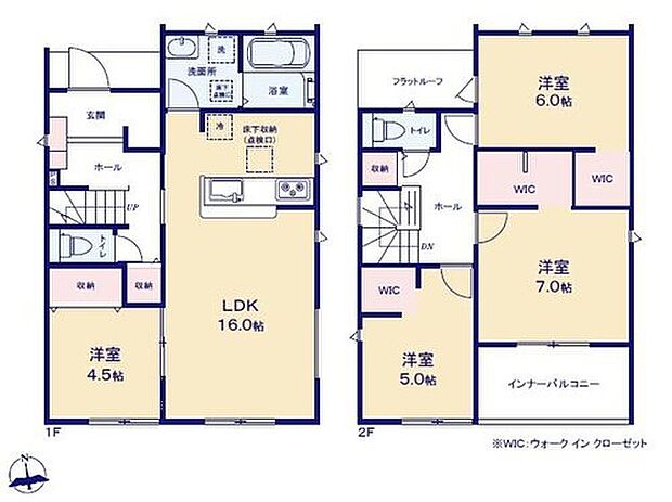 【4LDK】対面式キッチン仕様で南向き約16帖リビング♪
LDKと洋室を一体できる人気の間取り♪
WICがあり、各所・各居室にも収納充実♪
陽当り良好な南側インナーバルコニー♪