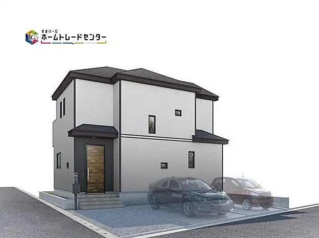 【完成予想図(外観)】(A号棟)完成予想図
並列3台駐車可能♪
建築中のためモデルハウスで構造説明会を開催しております☆設備や構造などご説明いたします!