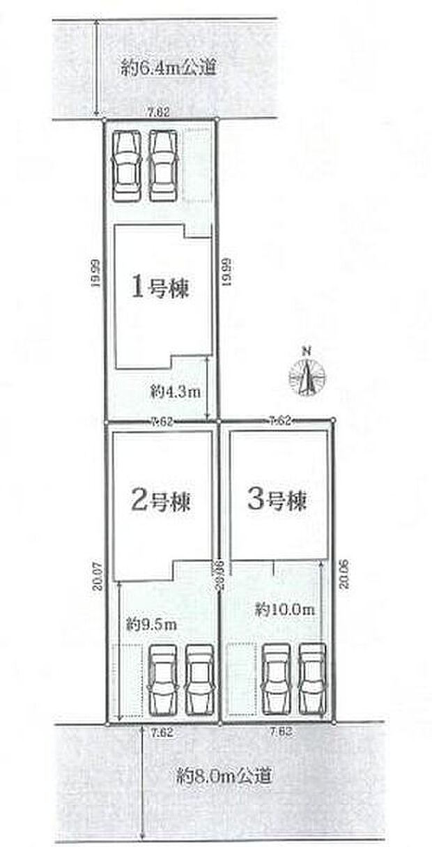 【全体区画図】１号棟　３，５９０万円
２号棟　３，７９０万円
３号棟　３，７９０万円