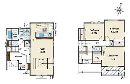 折上天井仕様の南向き約１８帖リビング♪
主寝室は約７帖の広々プライベート空間☆
WICがあり、各所・各居室に収納スペース充実♪
日当たり良好な南側インナーバルコニー（廊下と居室から出入り可能）♪ 