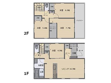 対面式キッチン仕様の約１６．５帖リビング♪
LDKと洋室を一体できる人気の間取り♪
WICやSICがあり、各所・各居室にも収納充実♪
２部屋から出入りできる東側ワイドバルコニー♪ 