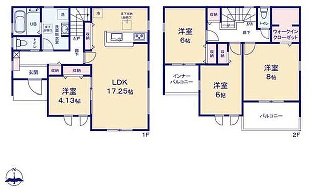 【4LDK】対面式キッチン仕様の約１７．２５帖リビング♪
LDKと洋室を一体できる人気の間取り♪
WICがあり、各所・各居室に収納スペース豊富♪
南側バルコニーは広々２面ございます♪