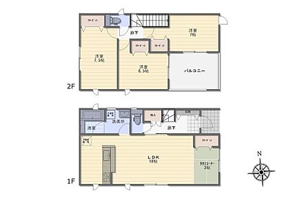 広々とした18帖のLDKにはタタミコーナーをご用意♪家事の合間にひと息つける癒しの空間です♪各所・各居室に収納スペース完備◎日当たりの良いワイドバルコニーでお洗濯も快適です◎ 