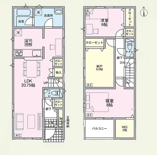 【2LDK+S】家族が集まるLDKは広々20.75帖＋リビングイン階段を採用♪人気の対面式キッチン＆水回りを集約し家事動線もスムーズ♪収納、趣味部屋など多目的に活用できる納戸付き♪インナーバルコニーで急な雨も安心♪