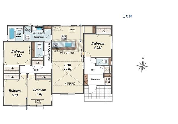 (1号棟)、価格3690万円、3LDK、土地面積327.39m2、建物面積98.75m2 