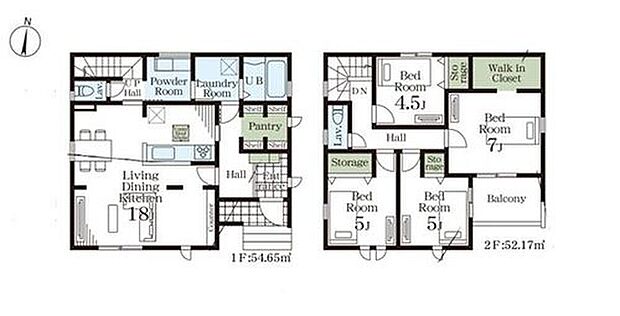 【4LDK】全居室洋室☆
主寝室にはウォークインクローゼット！
増えがちな衣類やバッグなどを効率よく収納できます。
大型パントリーも完備♪