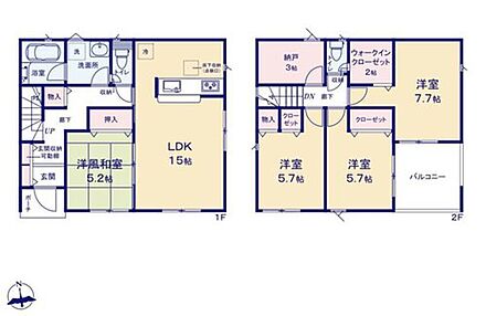 ３帖の窓付きテレワークルーム♪
ご主人様が持ち帰ってきた仕事、趣味のスペースとしもお使い頂けます。
主寝室には２帖のウォークインクローゼットも完備☆ 