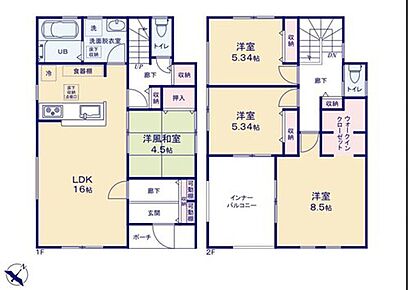 効率的でストレスのない家事動線♪水回りが集中しており、移動がスムーズです！
ゆったり8.5帖の主寝室にはウォークインクローゼットを完備☆
増えがちな衣類やバッグなどを効率よく収納できます。 