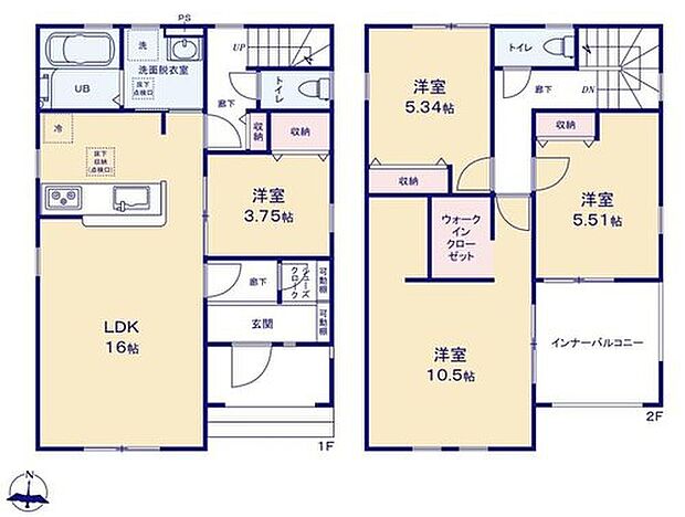 【4LDK】インテリアの統一感を作りやすい洋室のみの間取り♪
主寝室にはウォークインクローゼットを完備！
増えがちな衣類やバッグなどを効率よく収納できます。
お部屋をスッキリお使いいただけます♪
