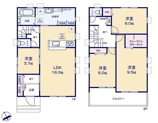 【4LDK】寛ぎの時間を紡ぎだす9.5帖の主寝室♪
大型ベットを置いても余裕です！
お洋服の多い女性に人気です☆
大収納のウォークインクローゼットがあるなんて素敵です♪
