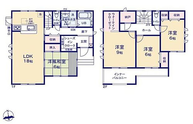 【4LDK+S】対面式キッチン☆
お食事の準備をしながらご家族との会話を楽しめます♪
水回りも集中しているので、家事の動きがらくちんです!
納戸やウォークインクローゼットも完備♪