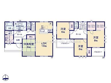 全居室６帖超☆
主寝室には衣類だけでなく、鞄などの小物からスーツケースやレジャー用品などの大きな物までたっぷり収納出来るウォークインクローゼットを２つ完備♪
 