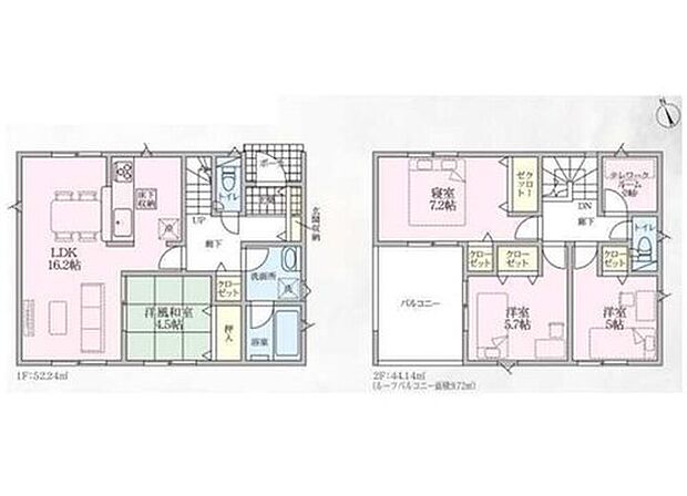 【4LDK+S】◇LDK16帖以上！2帖のテレワークルーム付き♪
◇リビング横には多目的に利用できる和室を完備！
◇広々ルーフバルコニーでお洗濯もらくらく◎