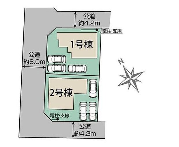 【区画図】駐車３台可！
お客様がいらしても安心ですね♪
