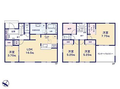 ◇全居室を南に向けてレイアウトした明るいお住まい♪
◇納戸をはじめ、随所に豊富な収納スペースを確保♪
◇忙しい朝もスムーズな家事動線になる水回り集約設計♪ 