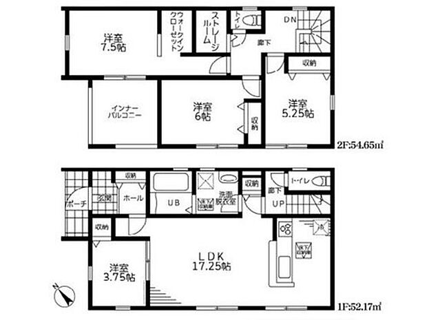 【4LDK+S】◇アウトドア用品などの大きな荷物も収納出来る納戸付き♪
◇ご家族の帰宅も分かりやすいリビングスルー階段付き♪
◇7.5帖の洋室にはコートなどもスッキリ片付くウォークインクローゼット付き♪
