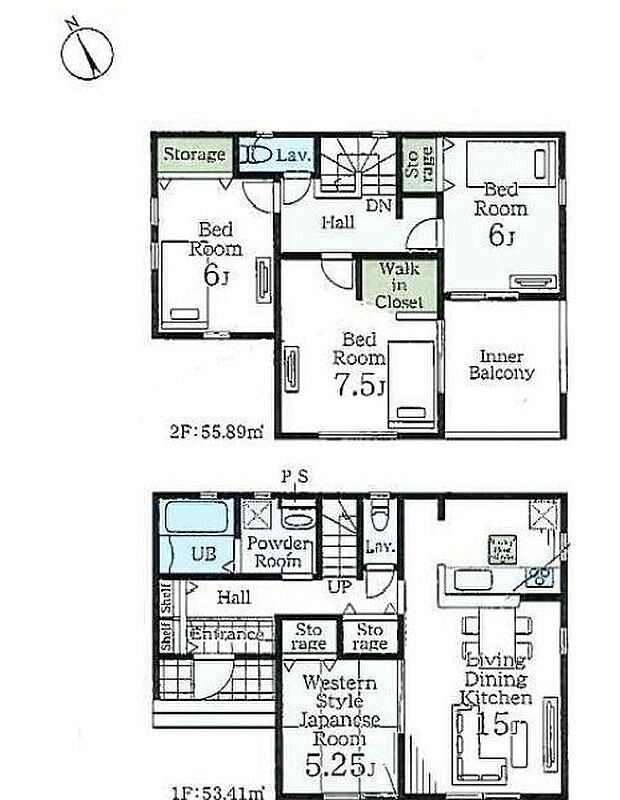 【4LDK】全洋室が6帖以上の4LDK♪
広くて使いやすい間取り☆
リビング隣には、ホッとできる和室を用意！
お子様のお昼寝スペースや書斎としてなど、いろいろとお使い頂けます。