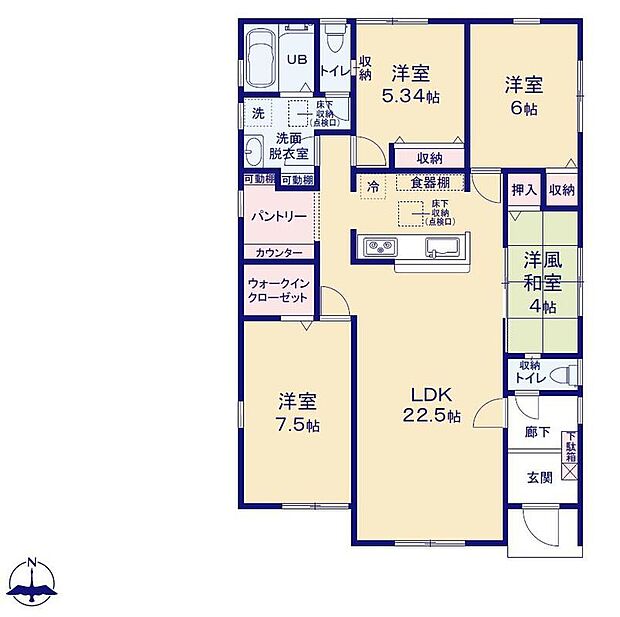 【4LDK】広々としたLDKに、自分好みのインテリアでレイアウト。
季節ごとに模様替えなども、楽しみの一つとなりそうです。