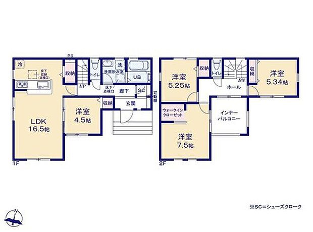 【4LDK】全室フローリングでインテリアに統一感が
生まれます◎ワイドバルコニーへは居室を
通らずに出られるので快適なお洗濯に♪
WIC付きで衣類の管理もラクラク☆