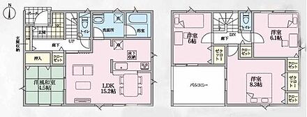 ◇ホッと足を伸ばして寛げる和室をご用意。お子様の目の届く遊び場としても重宝します。
◇リビング約15帖、ご家族でゆっくりくつろぎたい方に♪
◇家事動線がスムーズな水回り集約設計◎便利な浴室乾燥完備♪ 