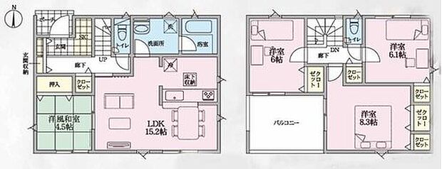 【4LDK】◇ホッと足を伸ばして寛げる和室をご用意。お子様の目の届く遊び場としても重宝します。
◇リビング約15帖、ご家族でゆっくりくつろぎたい方に♪
◇家事動線がスムーズな水回り集約設計◎便利な浴室乾燥完備♪