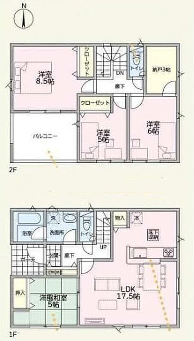 【4LDK+S】◇2WAYに使える和室付き♪ふすまを開ければリビングと一体に◎
◇居室6帖からつながる納戸は在宅や趣味部屋などに便利♪
◇主寝室8.5帖！ベットを置いてもゆとりある広さで家具やインテリア配置が楽しめます♪