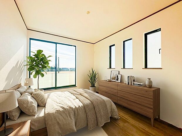 【居室】【収納豊富でお部屋を広々使える】各居室には使いやすいクローゼットを完備！洋服や小物をスッキリ片付けられるので、お部屋のスペースを最大限に活かしてレイアウトを楽しめます。(家具等はCGです)