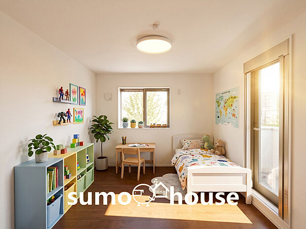 【洋室】家族の成長に寄り添う、ゆとりある居室空間。子ども部屋としてはもちろん、学びや遊びの場としても活躍し、年齢に応じて柔軟に使える設計が魅力です。(家具等はCGです)