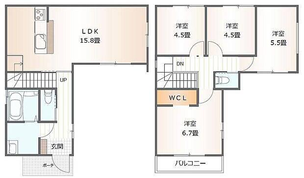 (1号棟)、価格4498万円、4LDK、土地面積114.28m2、建物面積88.39m2