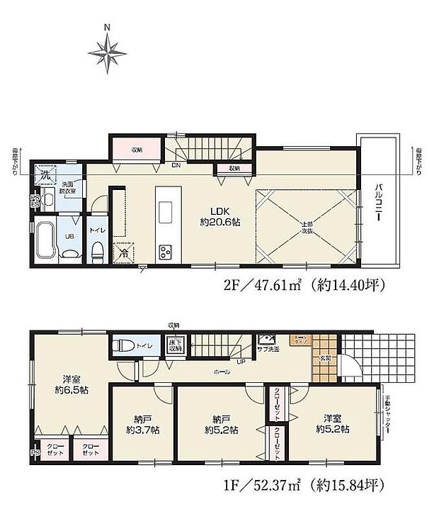 (2号棟)、価格3849万円、2LDK+2S、土地面積114.12m2、建物面積99.98m2