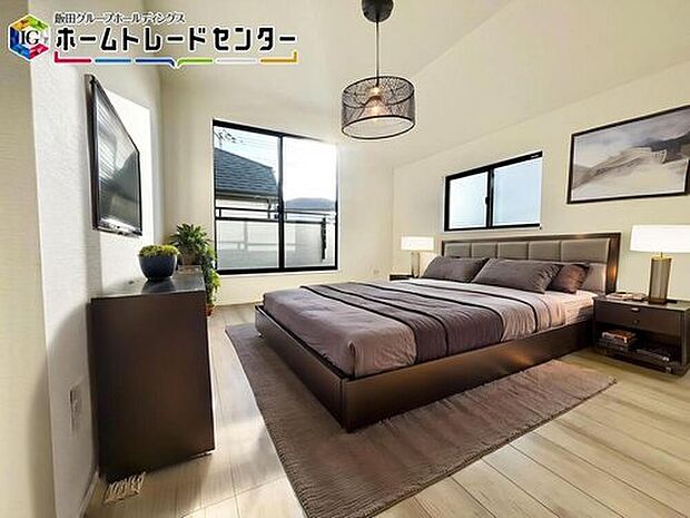 【リビング以外の居室】【バーチャルにて家具配置♪】
全居室２面採光で風通しや日当たりをしっかり確保して設計しています。窓を開けて風通しをすることで気持ちがいい毎日が過ごせますよ。