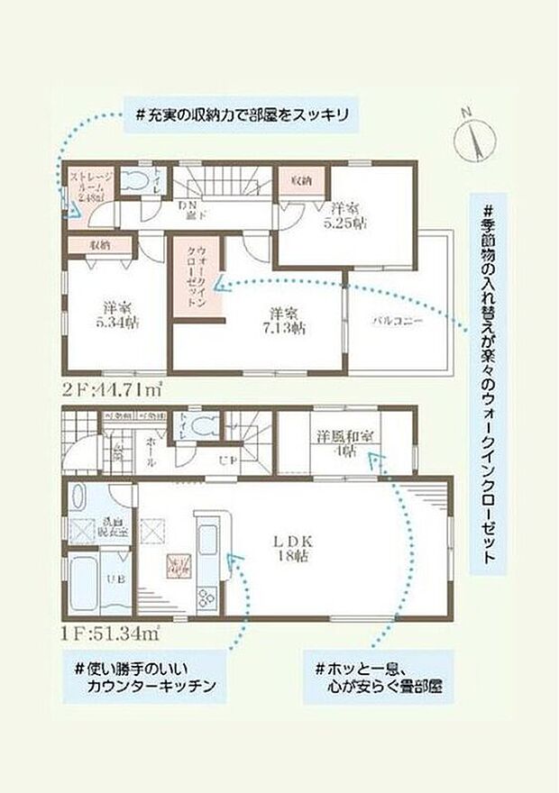 【4LDK+S】ＬＤＫ１８帖！リビング横に畳のお部屋があり、広々お使いいただけます！
南向きルーフバルコニーで日当たり良好です♪
