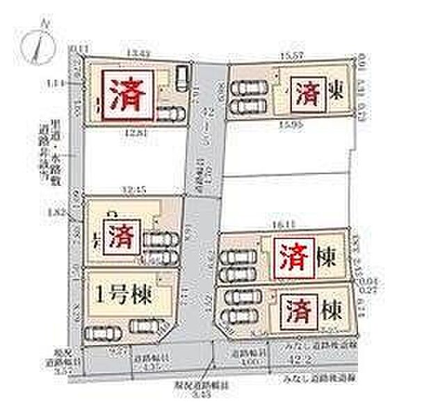 【全体区画図】全棟車２台駐車可能です♪