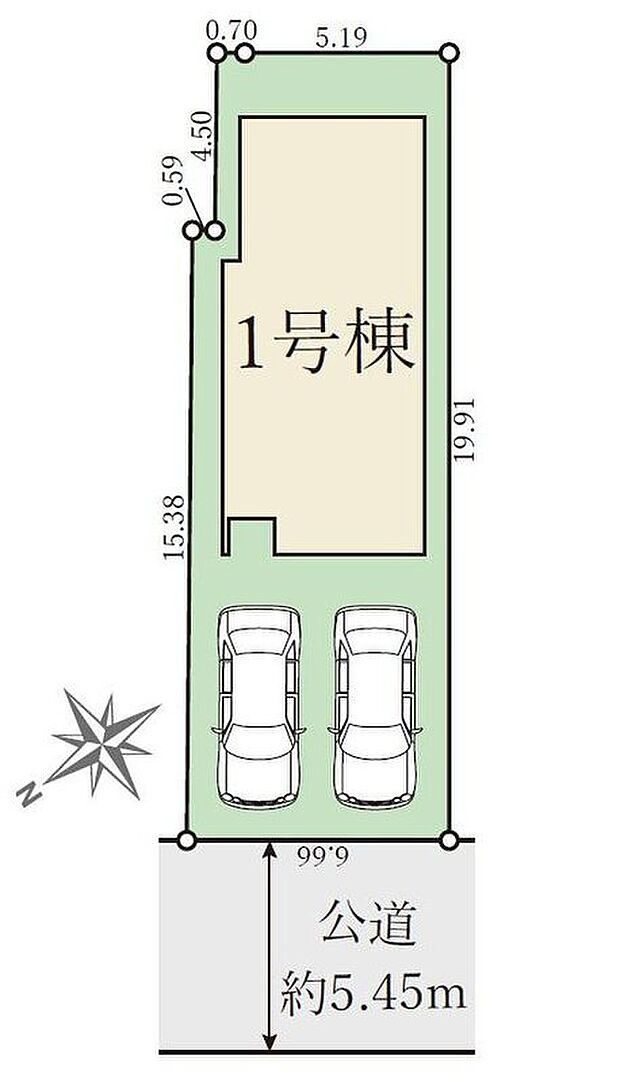 【全体区画図】三国ヶ丘駅徒歩圏内に限定1区画の分譲地！
カースペース２台確保で前面道路も広々♪