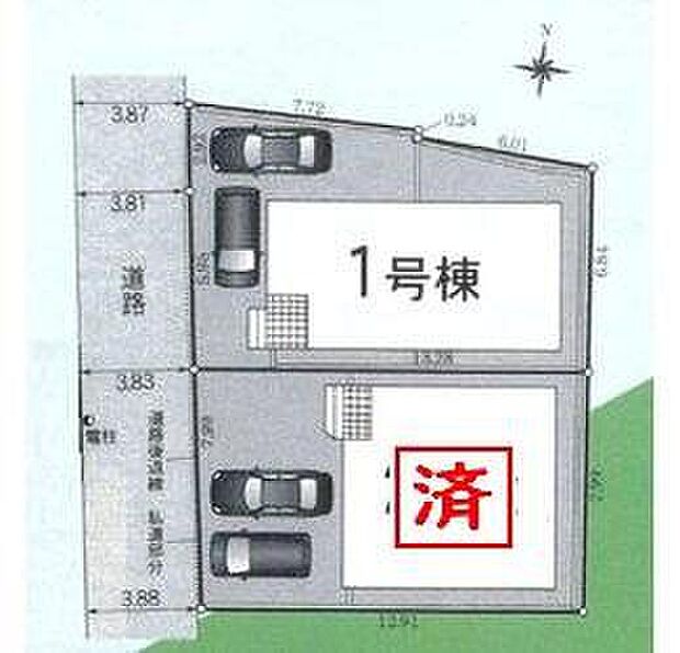 【全体区画図】駐車スペース２台分あります♪