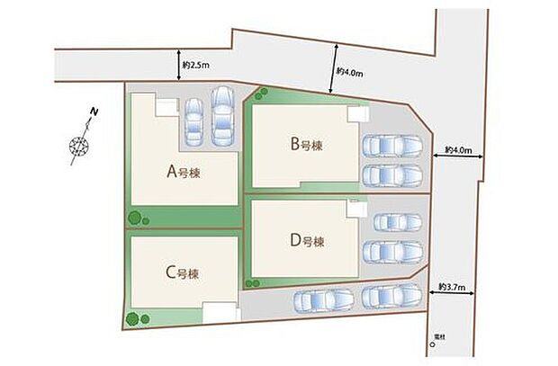 【全体区画図】全棟車２台駐車可能です♪